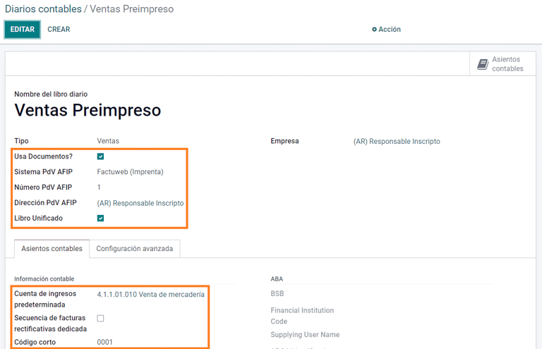 A AFIP POS System field which is available on Sales journals in ViableView.