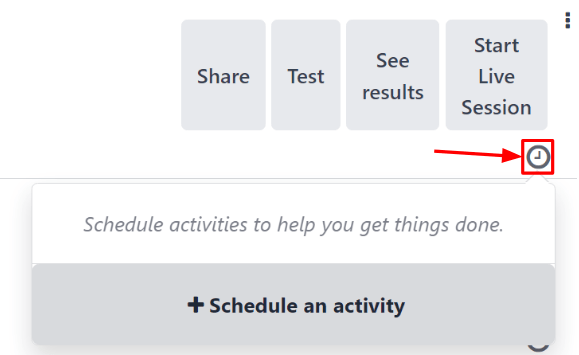 The Schedule Activities drop-down menu that appears on the ViableView Surveys dashboard.