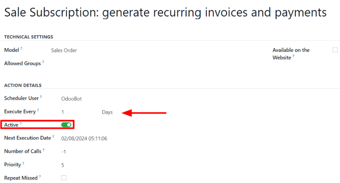 The scheduled action form in the ViableView Settings application.