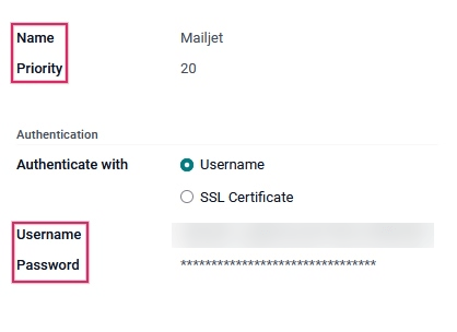 ViableView outgoing email server settings.