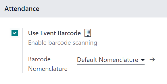 The Attendance section in the ViableView Events Settings page in the ViableView Events application.