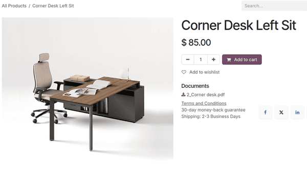 Showing a link to an uploaded document on a product page using ViableView Sales.