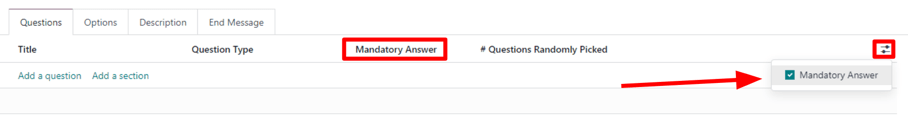 The slider drop-down menu showing the Mandatory Answer option in ViableView Surveys.