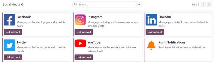 View of the social media page in the ViableView Social Marketing application.