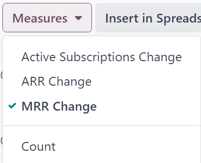 The default appearance of the MRR Breakdown reporting page in ViableView Subscriptions.
