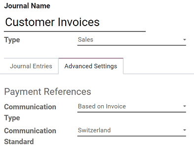Configure your Journal to display your ISR as payment reference on your invoices in ViableView