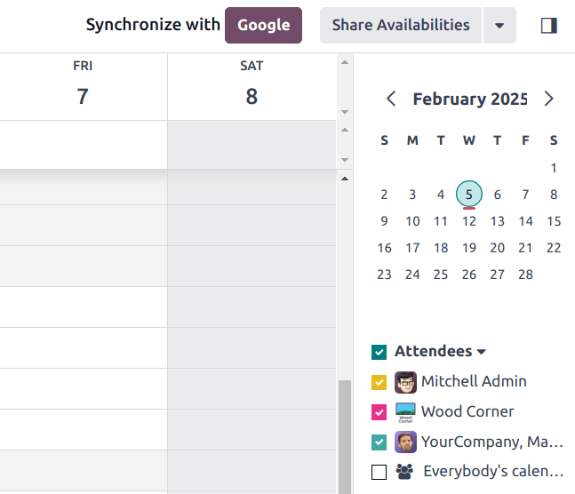 Click the Google sync button in ViableView Calendar to sync Google Calendar with ViableView.