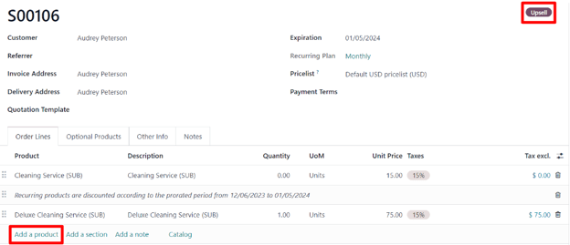 Adding products to your subscription via the upsell option in ViableView Subscriptions