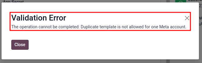 User error populated in ViableView when a duplicate template exists.