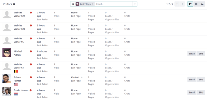 View of the Visitors page in the ViableView Social Marketing application.