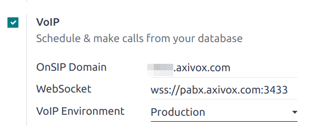 Integration of Axivox as VoIP provider in an ViableView database.
